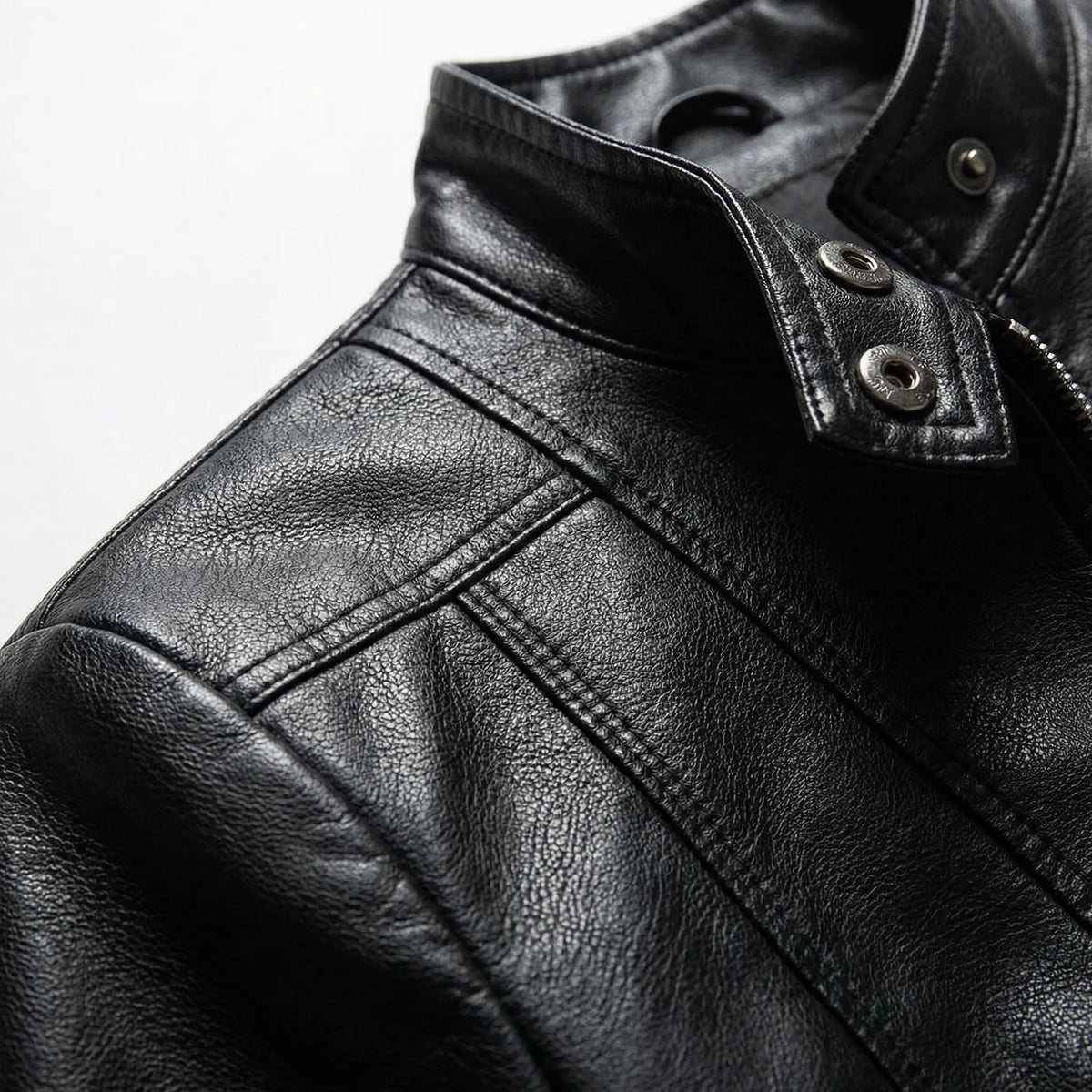 Giacca Biker con Zip Frontale e Colletto Alto