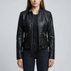 Giacca Biker con Zip Frontale e Colletto Alto