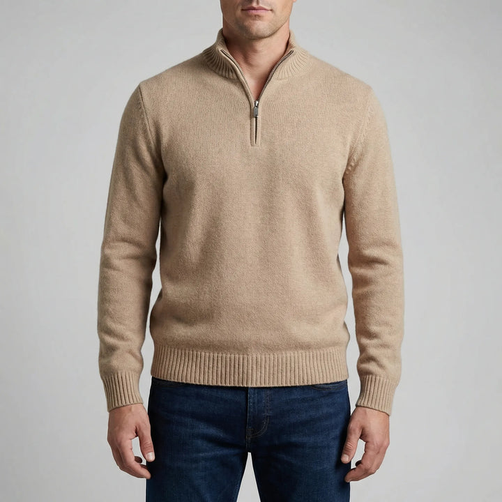 Ziptrek - Maglione a maglia con mezza zip e collo alto