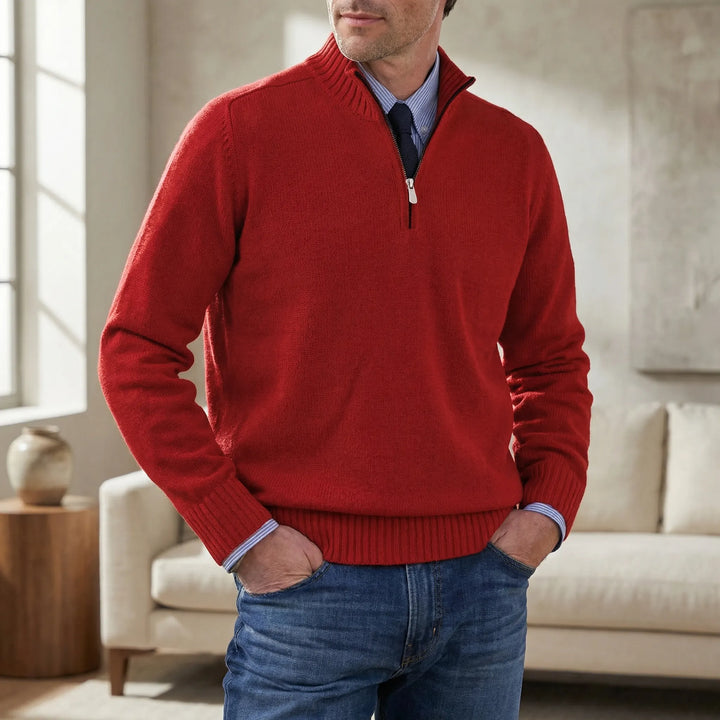 Ziptrek - Maglione a maglia con mezza zip e collo alto
