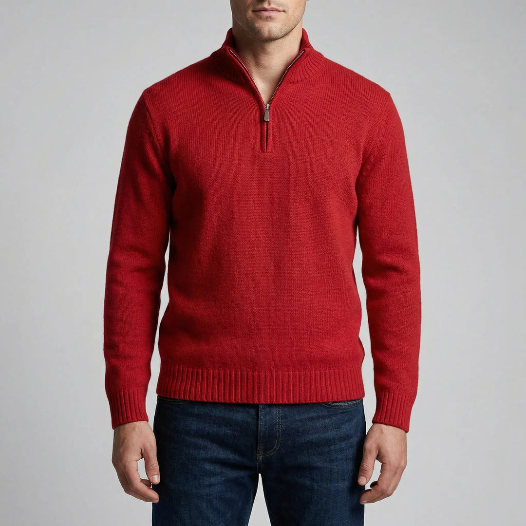 Ziptrek - Maglione a maglia con mezza zip e collo alto