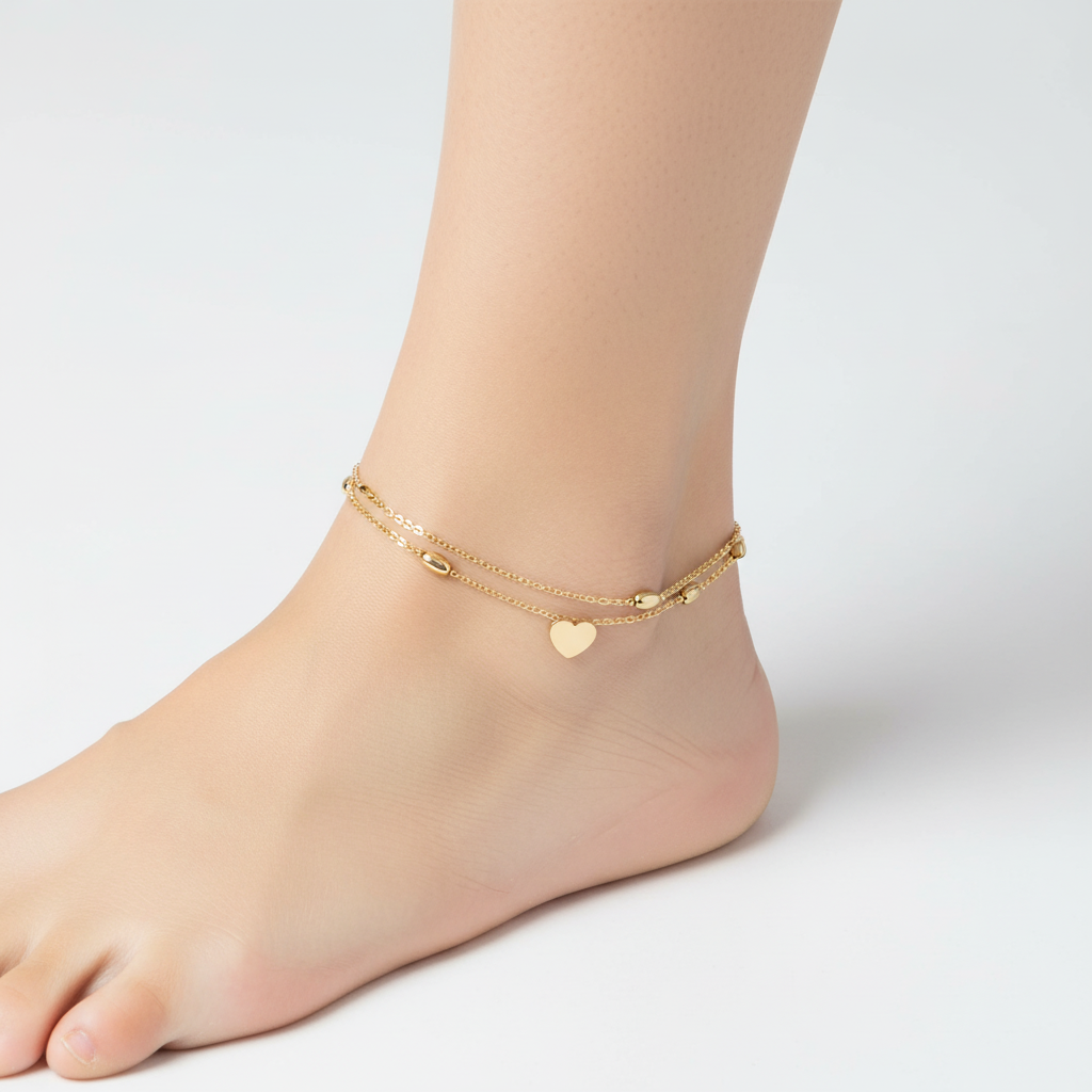 Cavigliera Doppia Catena alla Moda – Bracciale per Piedi Trendy