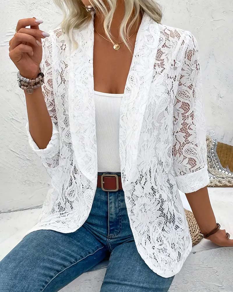 Blazer leggero con dettagli in pizzo da donna