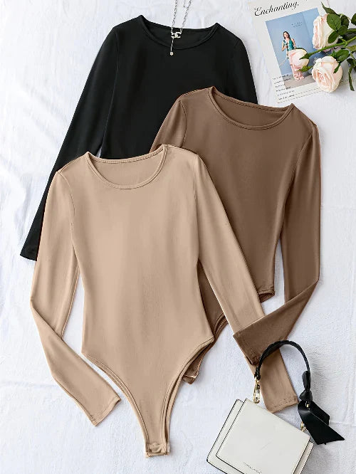 Body a maniche lunghe da donna, set da 3