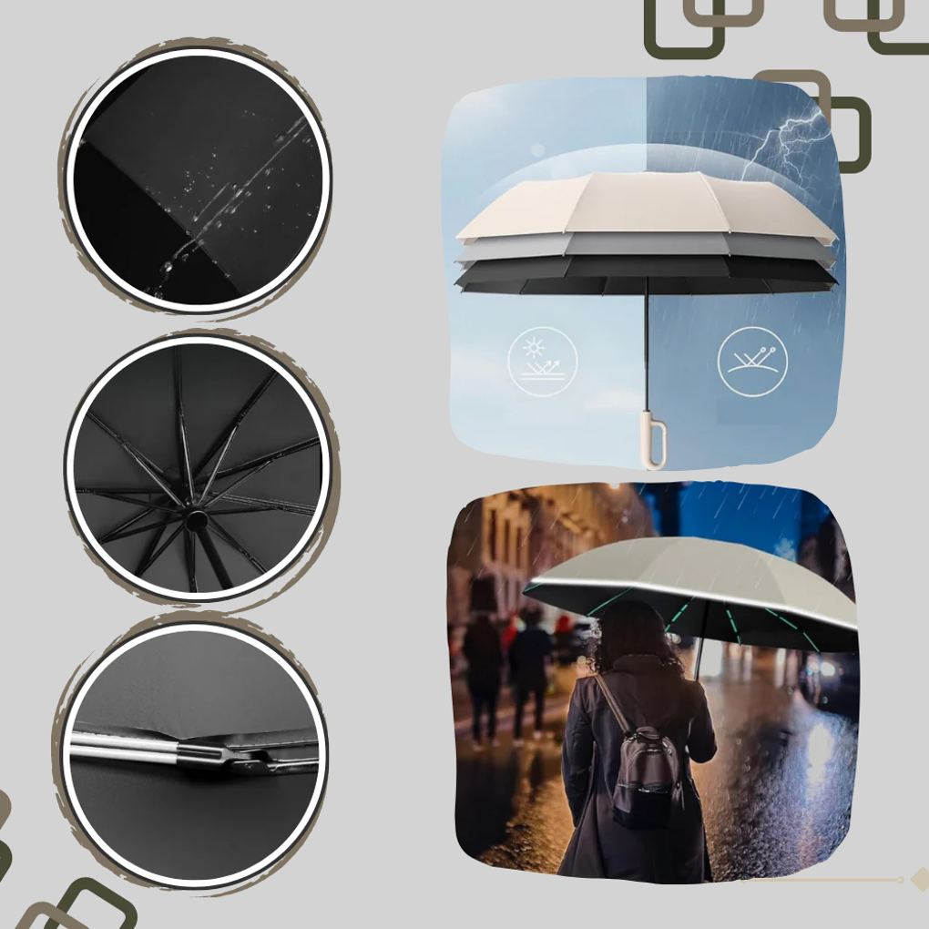 Ombrello Auto-Bloccante – Design Affidabile con Caratteristiche Pronto per il Meteo