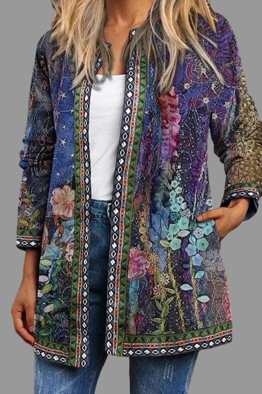 Cardigan Floreale Stampato da Donna – Stampa Casual a Strati