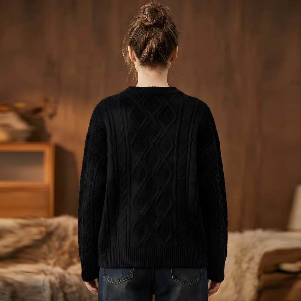 Maglione oversize a trecce girocollo stile anni '90 da donna