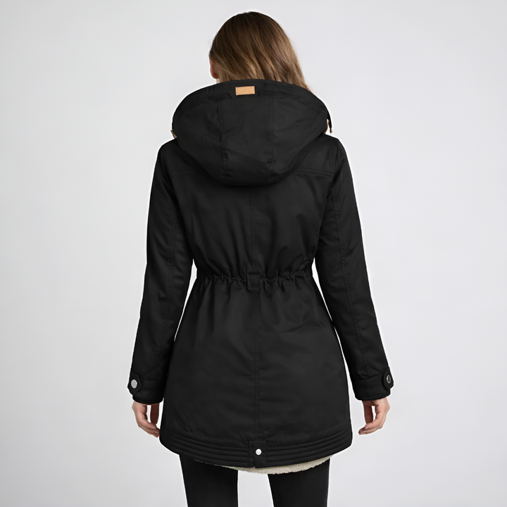 Parka Donna con Cappuccio Foderato e Vita con Cordino