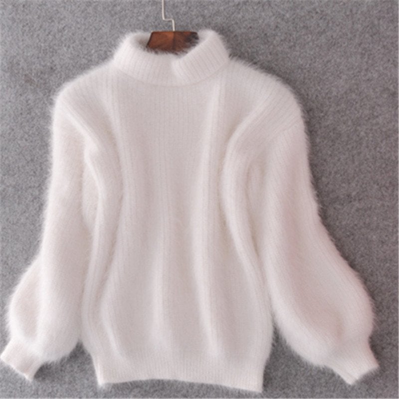 Maglia in Mohair con Collo Alto