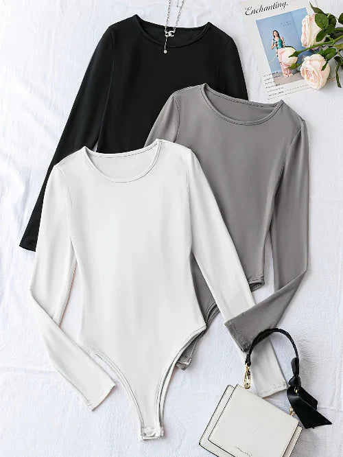 Body a maniche lunghe da donna, set da 3