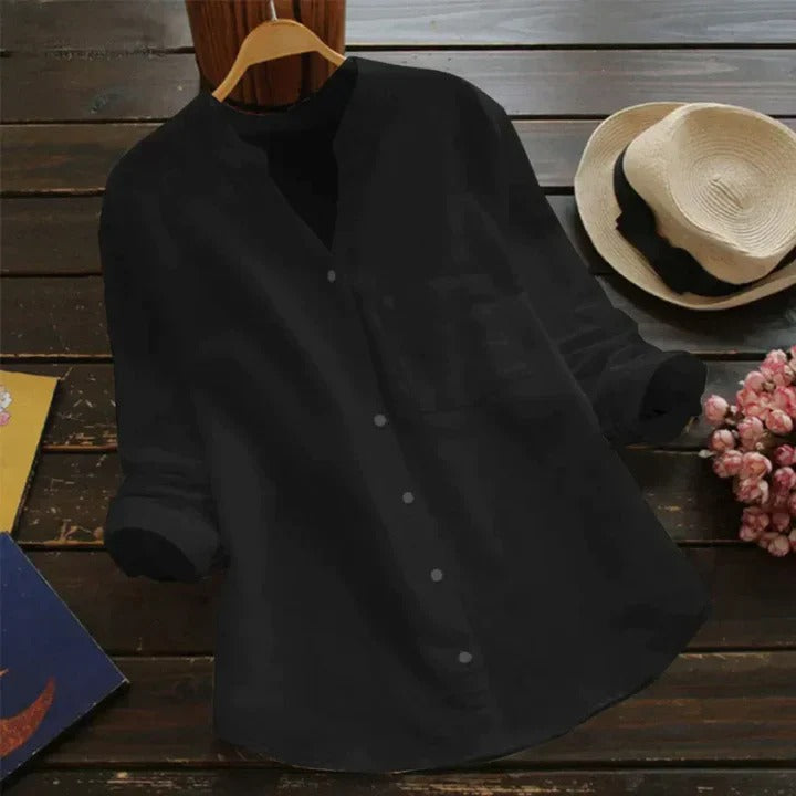 Camicia da donna in misto lino e cotone