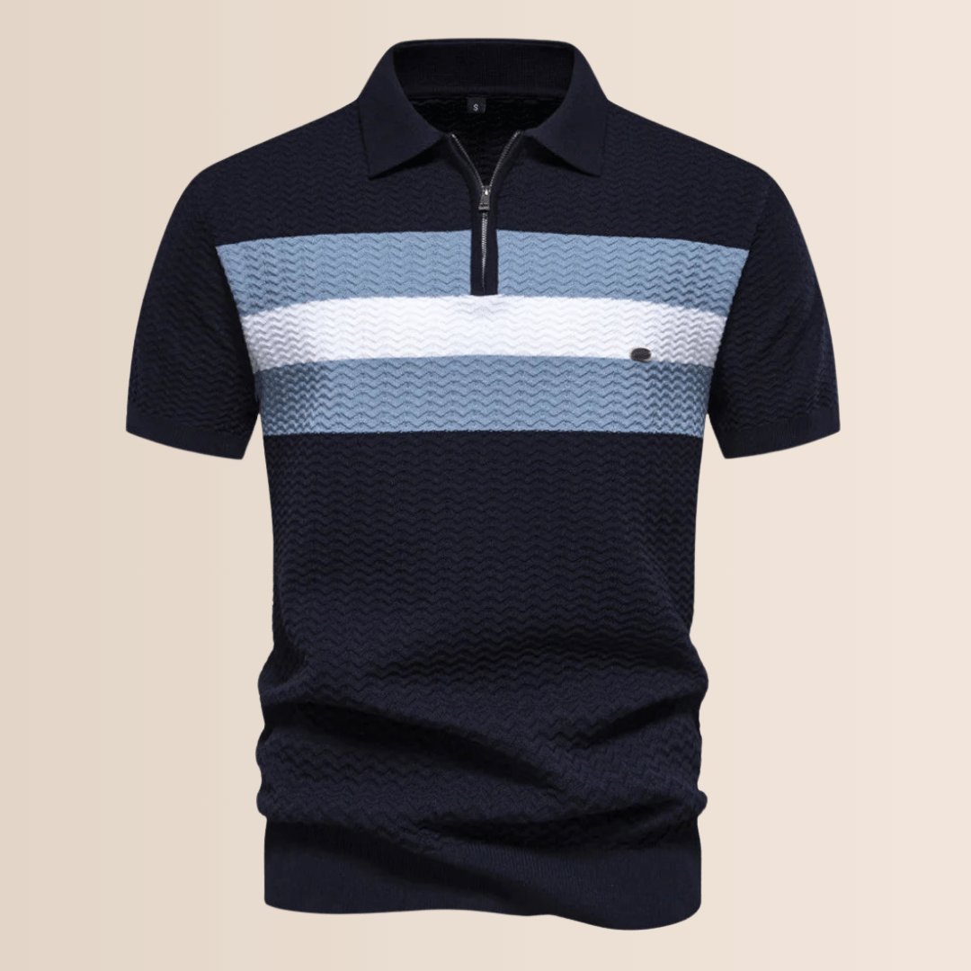 Polo da uomo con motivo a righe in maglia