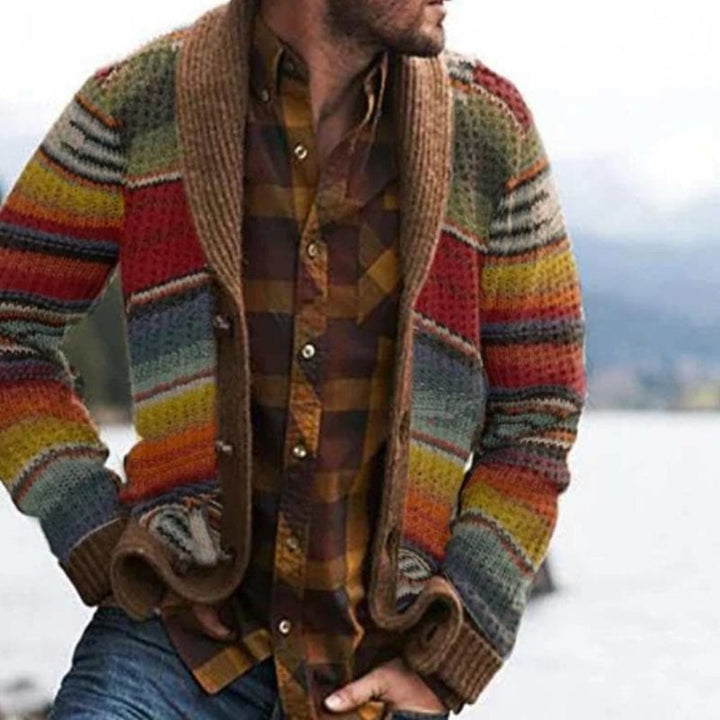 Cardigan a Strisce da Uomo – Maglione Morbido con Flair Colorato
