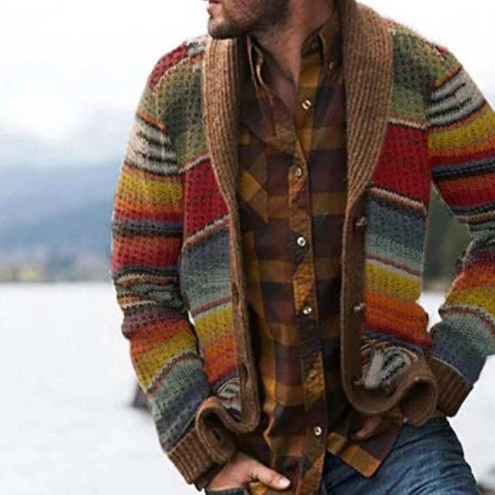 Cardigan a Strisce da Uomo – Maglione Morbido con Flair Colorato