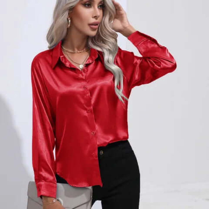 Blusa Lunga Morbida in Satin da Donna
