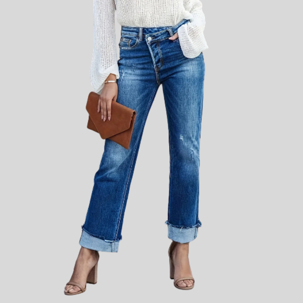 Jeans Asimmetrici da Donna con Gamba Dritta