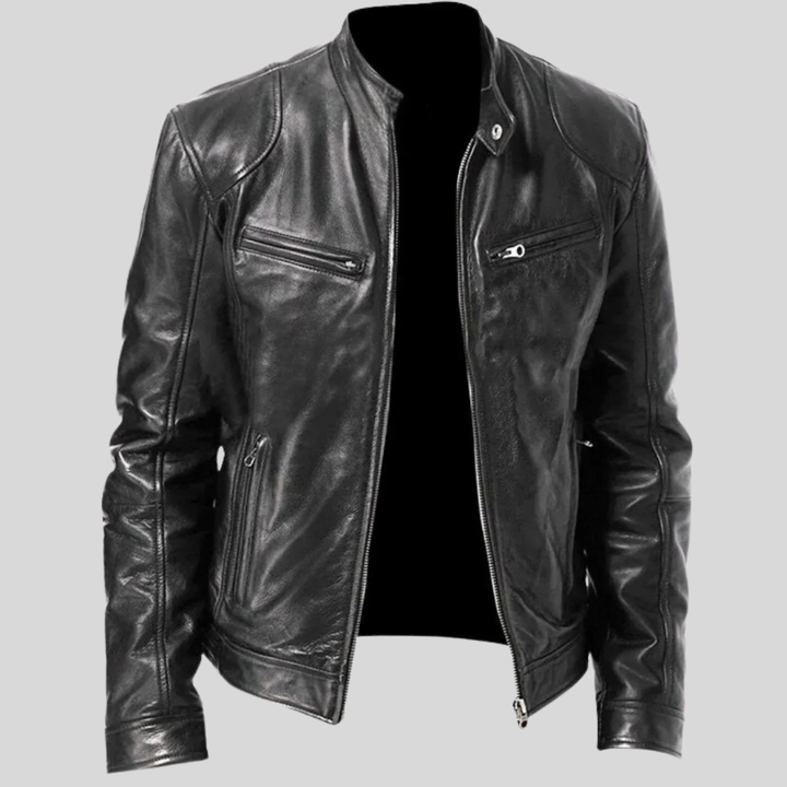 Giacca Motociclista in Pelle Rugged per Uomini