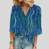 Blusa Astratta a Pois con Scollo a V Flattering