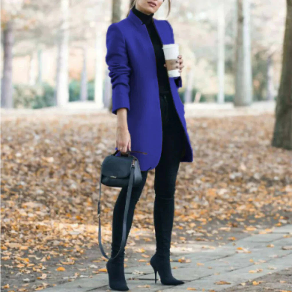 Cappotto Invernale da Donna con Collo Alto – Sovrapposizione Elegante con Calore Classico