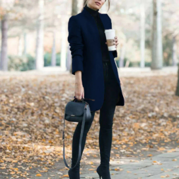 Cappotto Invernale da Donna con Collo Alto – Sovrapposizione Elegante con Calore Classico