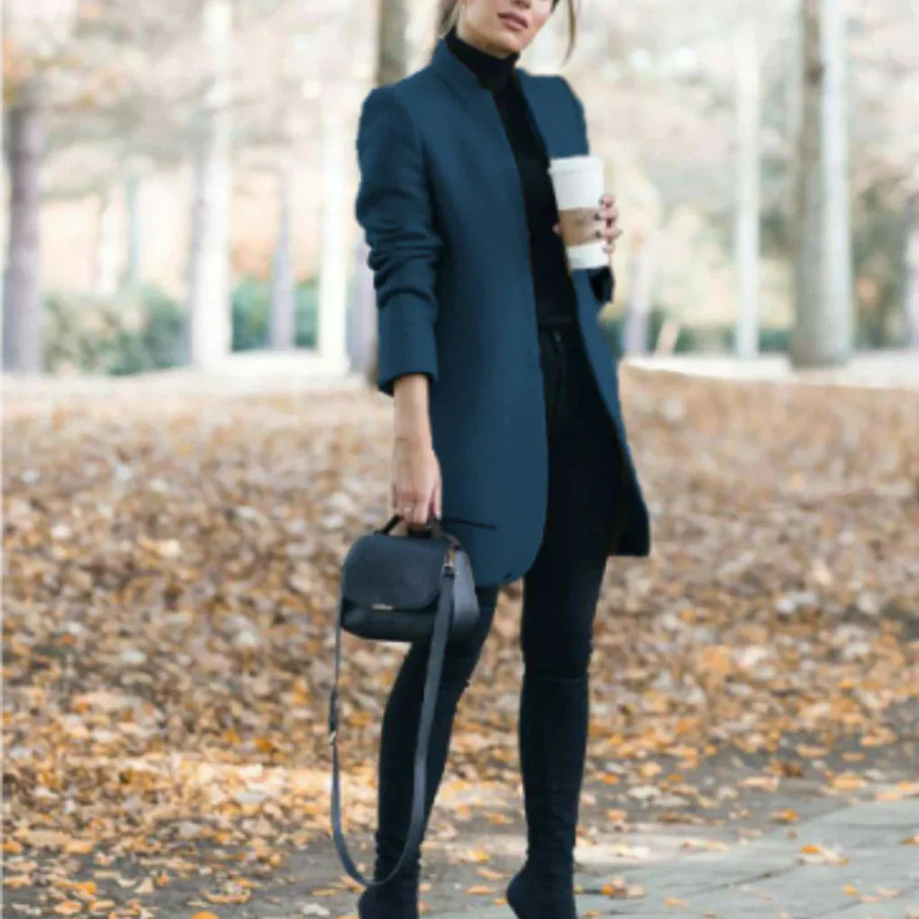 Cappotto Invernale da Donna con Collo Alto – Sovrapposizione Elegante con Calore Classico
