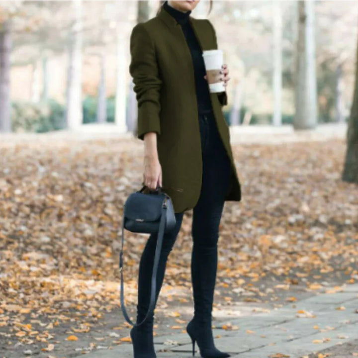 Cappotto Invernale da Donna con Collo Alto – Sovrapposizione Elegante con Calore Classico