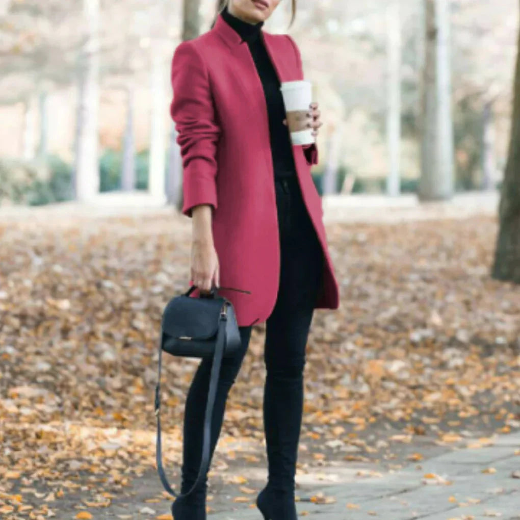Cappotto Invernale da Donna con Collo Alto – Sovrapposizione Elegante con Calore Classico