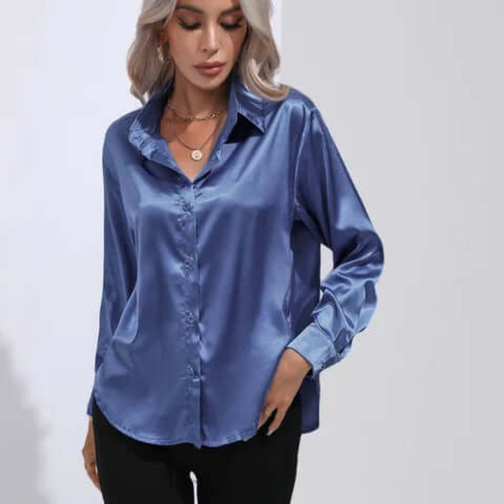 Blusa Lunga Morbida in Satin da Donna