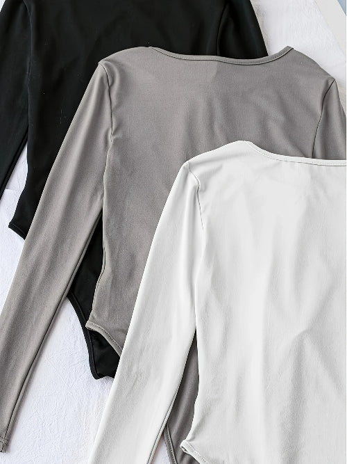 Body a maniche lunghe da donna, set da 3