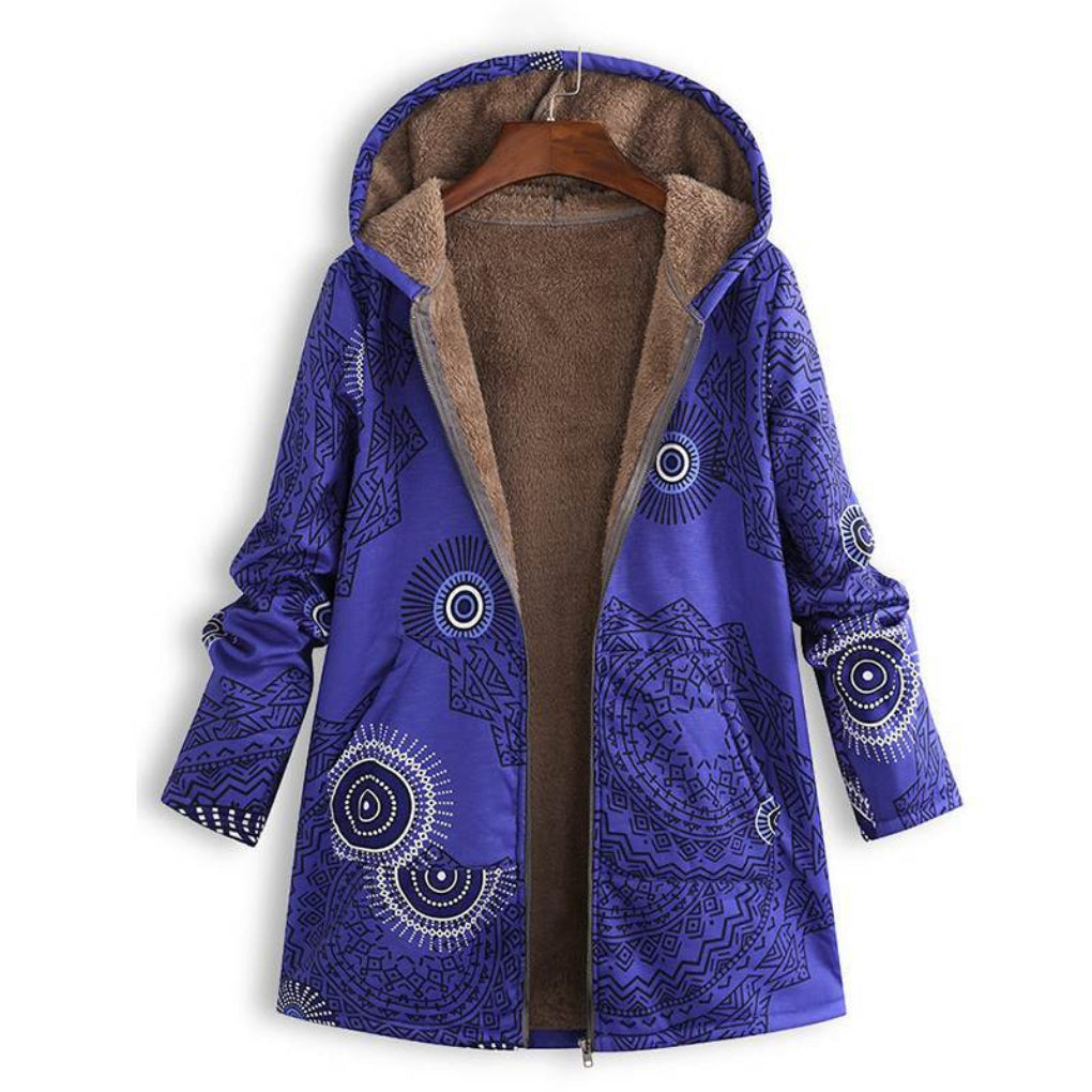Giacca lunga con zip e motivo floreale