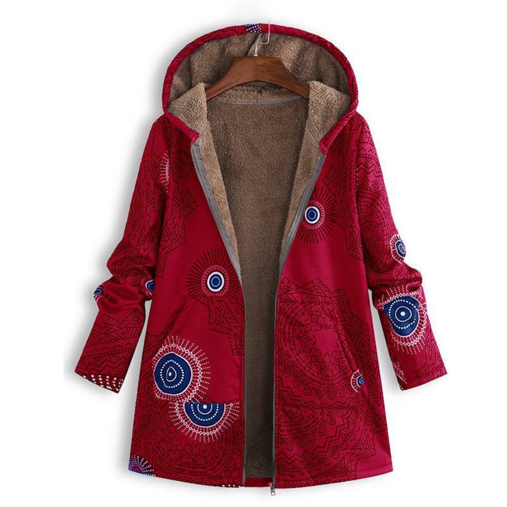 Giacca lunga con zip e motivo floreale