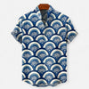 Camicia a Maniche Corte con Stampa Artistica in Lino Premium per Uomini