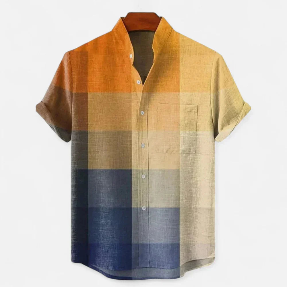 Men’s Premium Linen Artistic Print Short Sleeve Shirt
