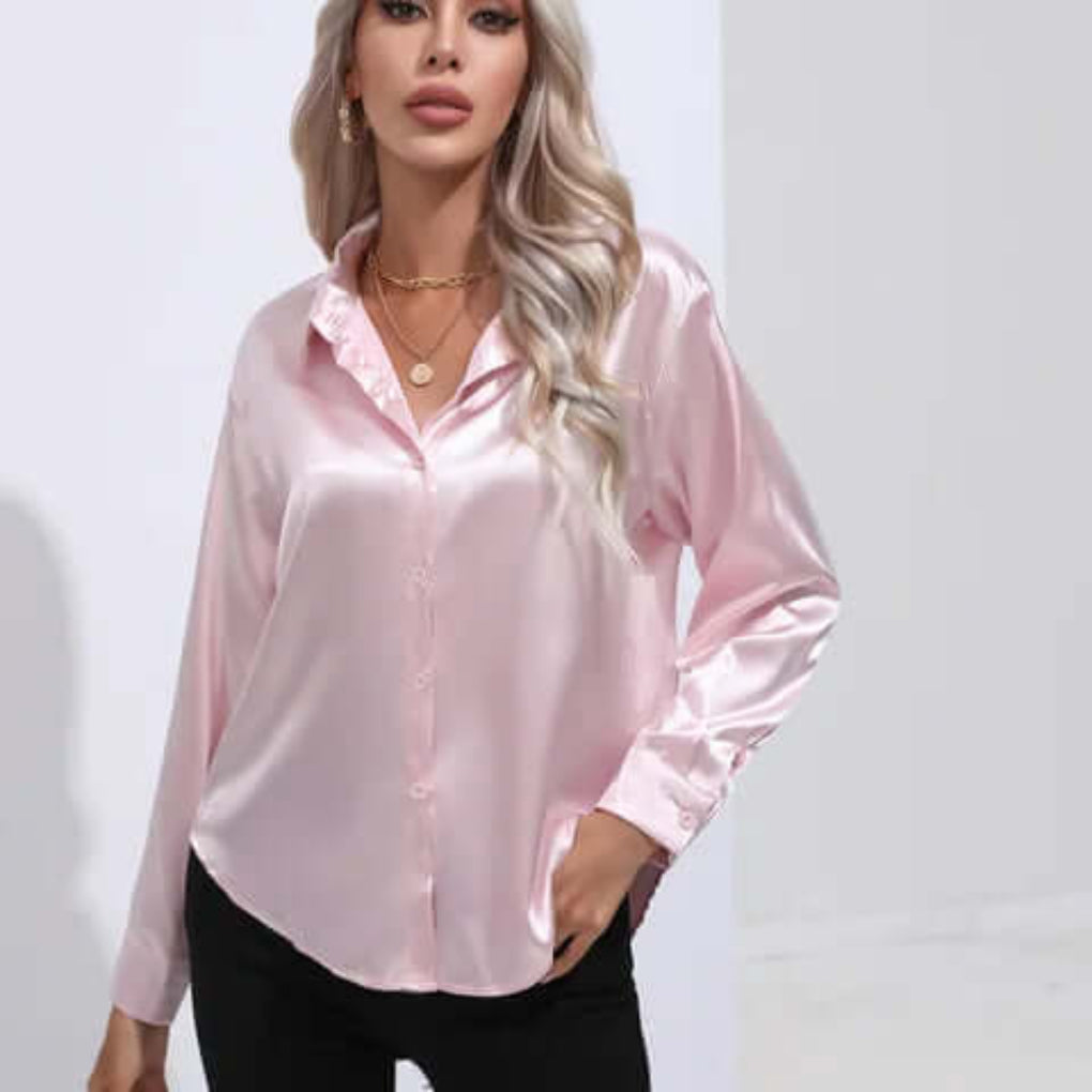 Blusa Lunga Morbida in Satin da Donna