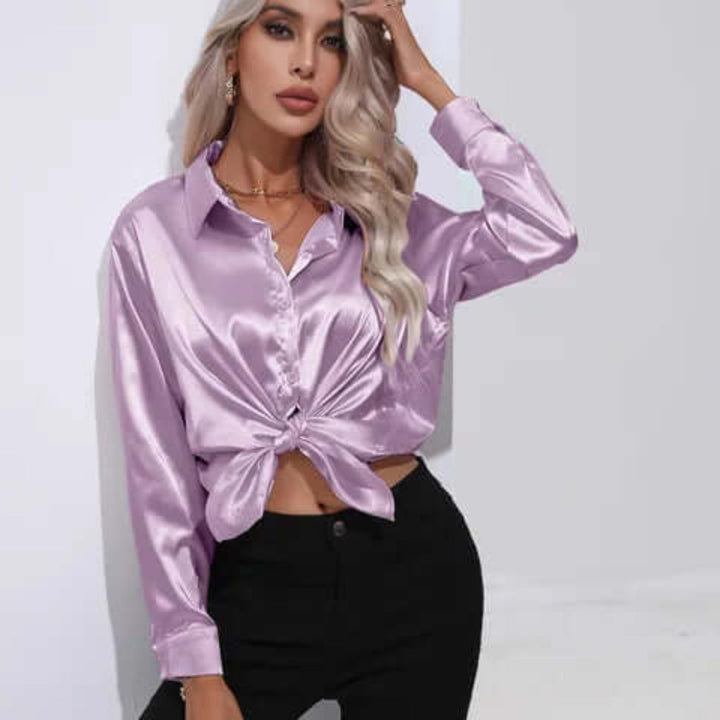 Blusa Lunga Morbida in Satin da Donna