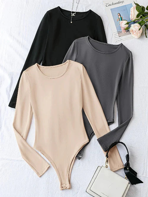 Body a maniche lunghe da donna, set da 3