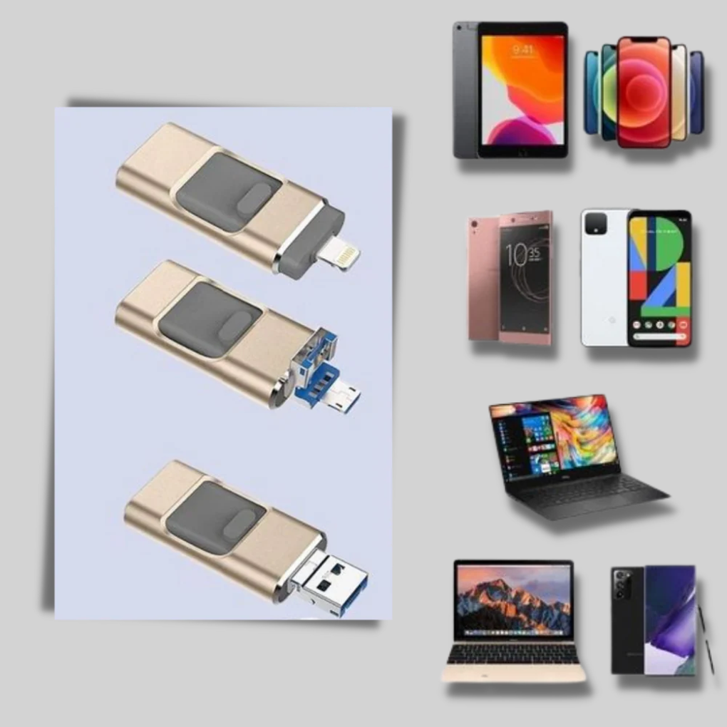 Chiavetta USB 4-in-1 – Soluzione di archiviazione multi-connettore