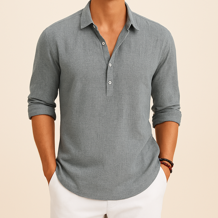 Camicia casual da uomo a maniche lunghe dal taglio ampio