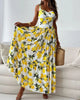 Abito Stampato Limone con Spalline per Donna