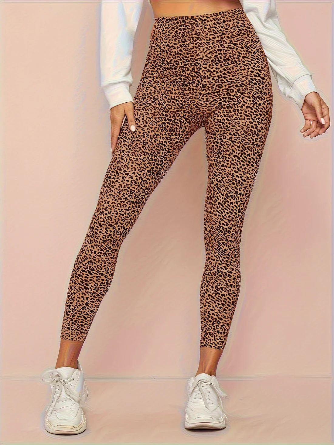 Leggings a vita alta leopardati da donna