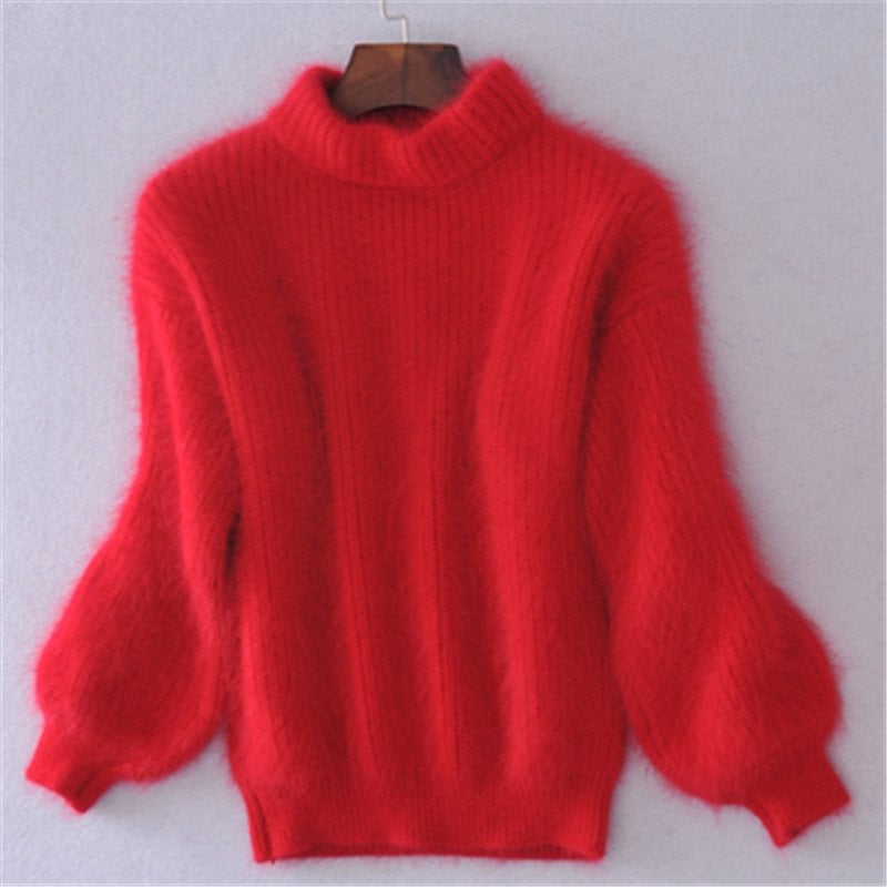 Maglia in Mohair con Collo Alto