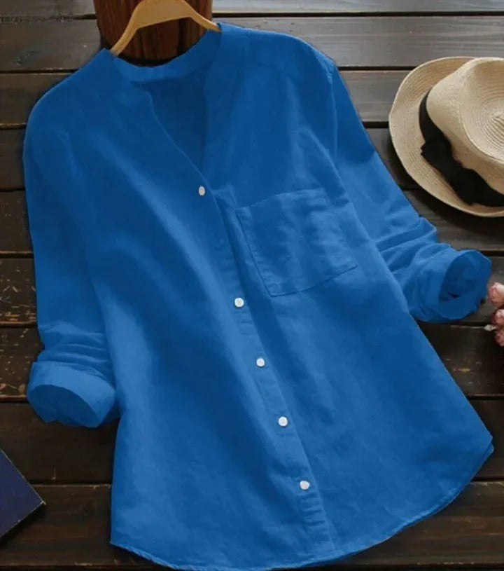 Camicia da donna in misto lino e cotone