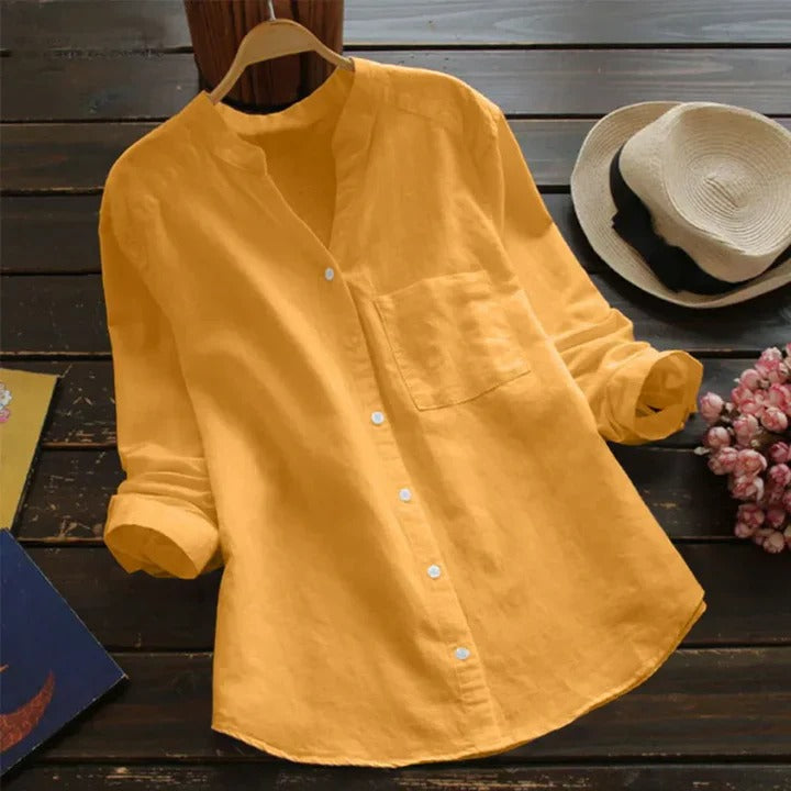 Camicia da donna in misto lino e cotone