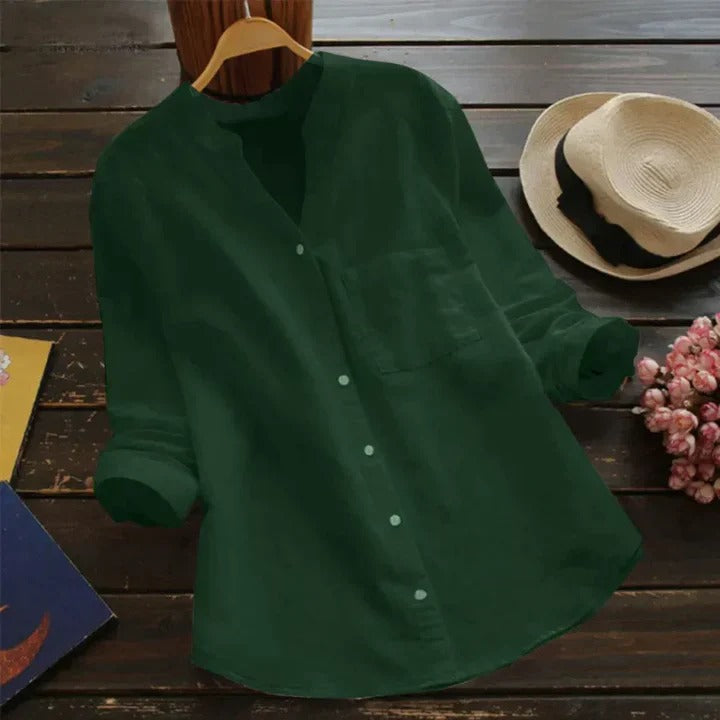 Camicia da donna in misto lino e cotone