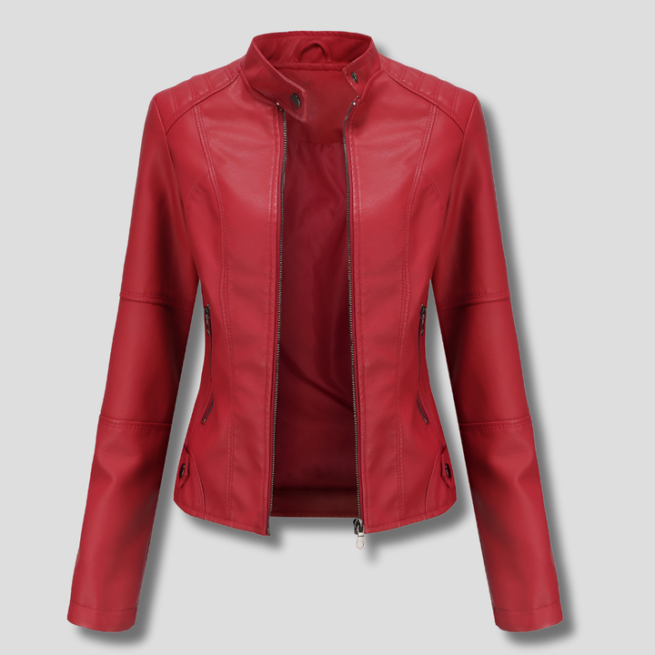 Giacca biker aderente effetto pelle con collo alto da donna