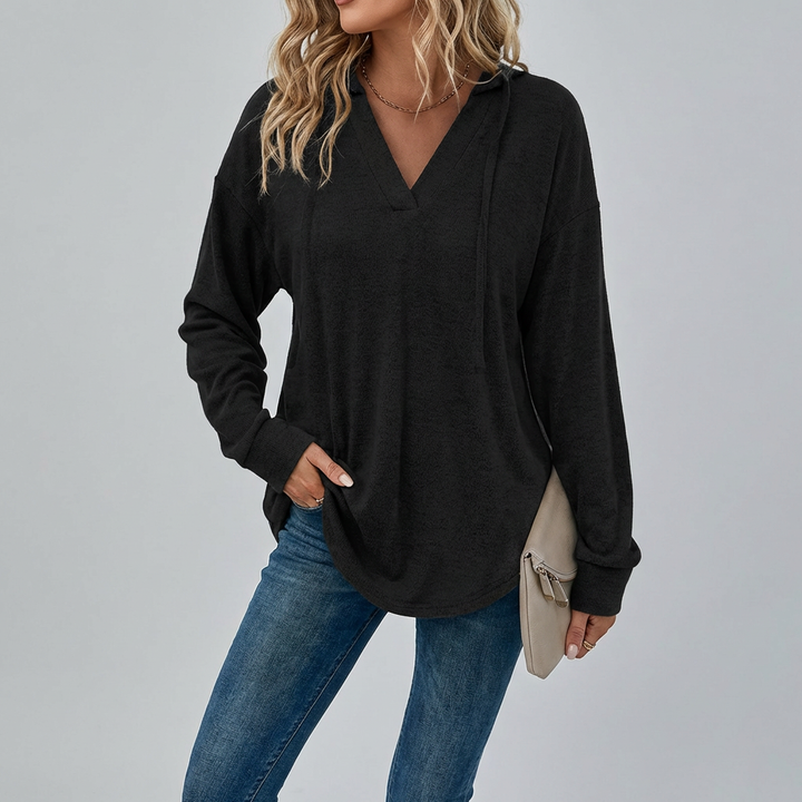 Felpa Oversize con Collo a V