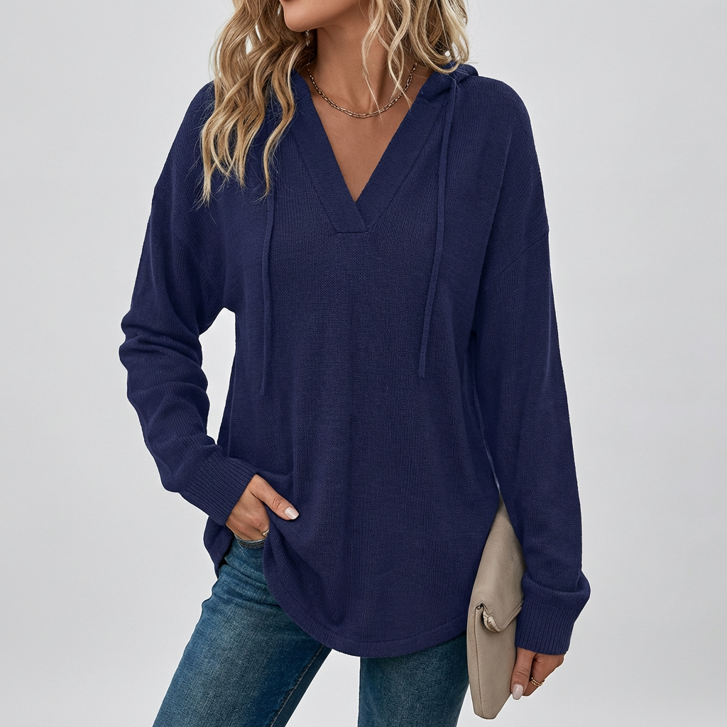 Felpa Oversize con Collo a V