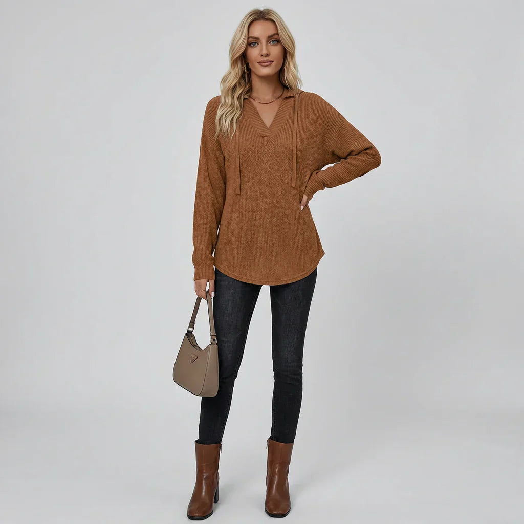 Felpa Oversize con Collo a V