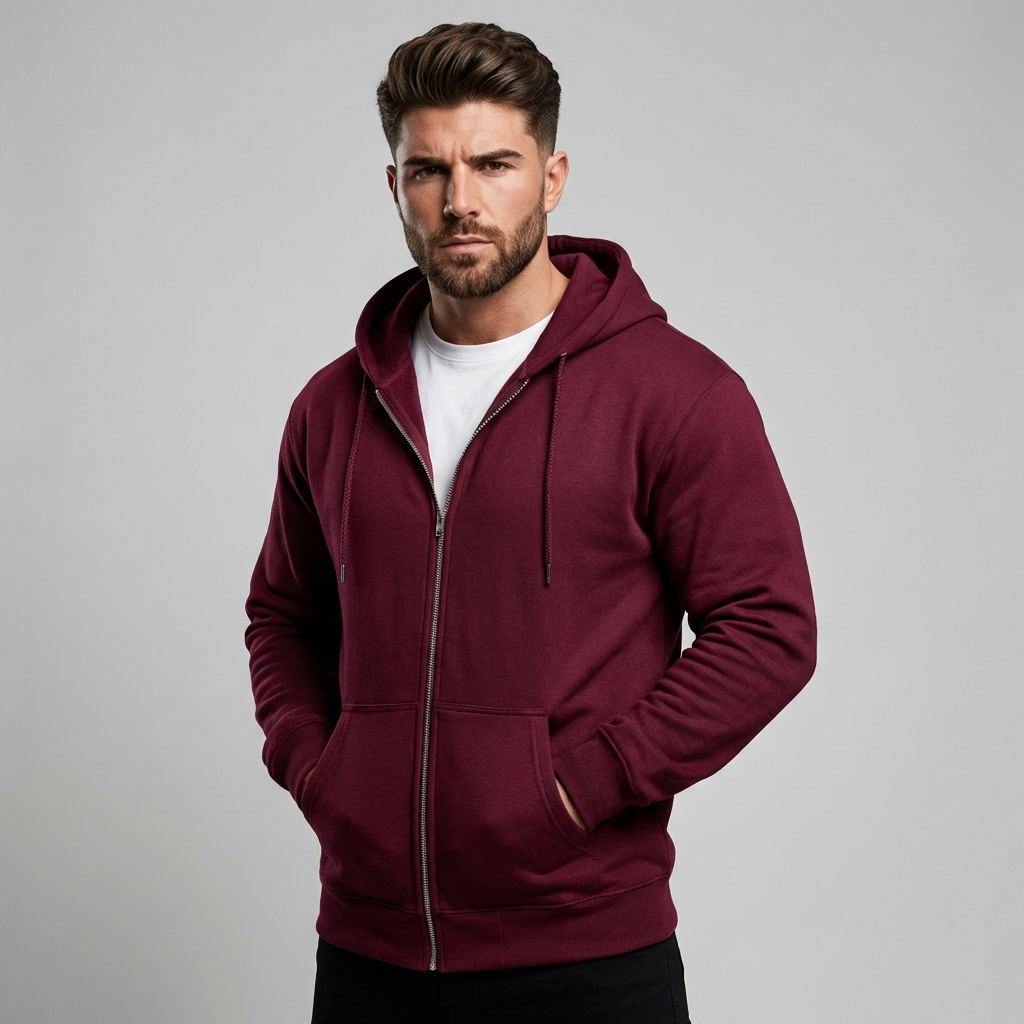 Felpa con cappuccio a zip completa da uomo