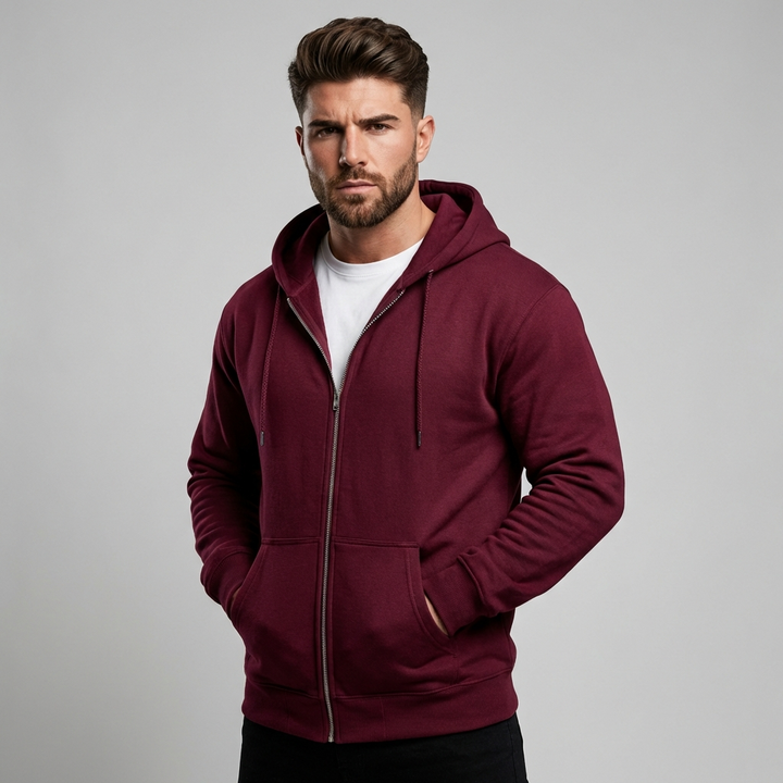 Felpa con cappuccio a zip completa da uomo